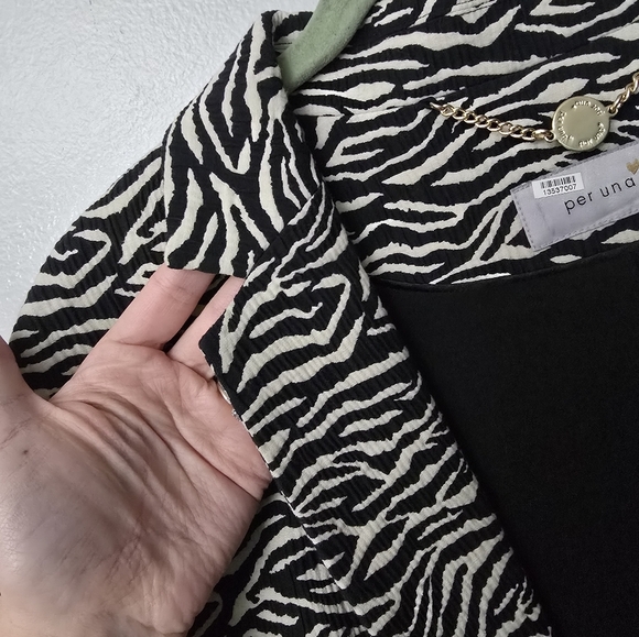 Per Una Black Mix Zebra Animal Print Lightweight Coat Size 6 US Size 10 UK - Picture 10 of 16